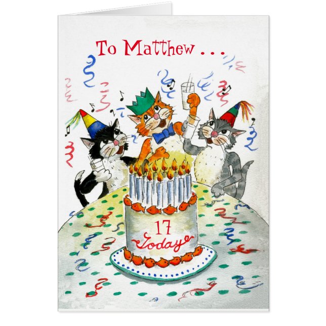 Comic Singing Cats Custom Age-specific Birthday (Devant)