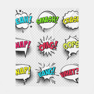 Comic speech belletjes met halftoonschaduw en teks fleece deken