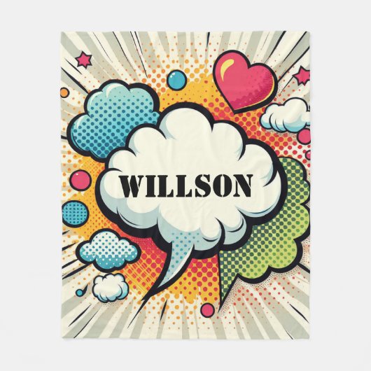 Comic Speech Bubble Pattern Fleece Deken (Voorkant)