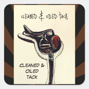 Comic stijl gereinigd & geolied Tack Vierkante Sticker