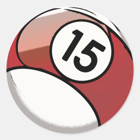 Comic stijl nummer 15 biljart bal ronde sticker (Voorkant)