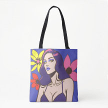 Comic stijl  vrouw canvas tas