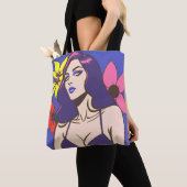 Comic stijl  vrouw canvas tas (Dichtbij)