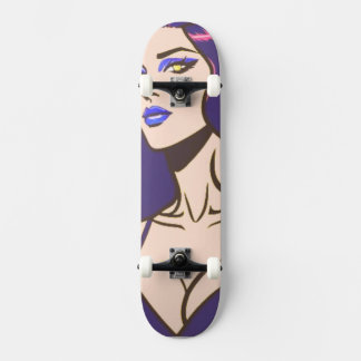 Comic stijl  vrouw Skateboard