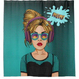 Comic Stil, Comic Style Pop Art Girls Douchegordijn