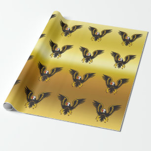 Comic strip Black en Gold eagle met gouden folie Cadeaupapier