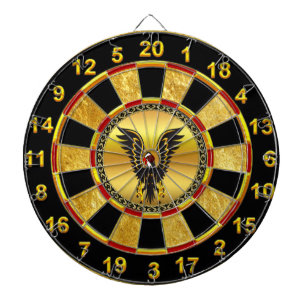 Comic strip Black en Gold eagle met goudfolie Dartbord