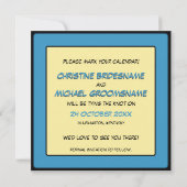 Comic Style Bling Ring Save the Date Blue (Achterkant)