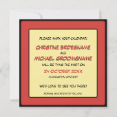 Comic Style Bling Ring Save the Date Red (Achterkant)
