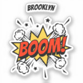 Comic style fun boom typografie pop art sticker (Voorkant)