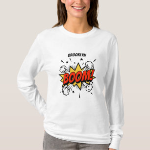 Comic style fun boom typografie pop art t-shirt