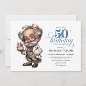Comic Style Man Turning 50 Fun Party Invitation Kaart (Voorkant)