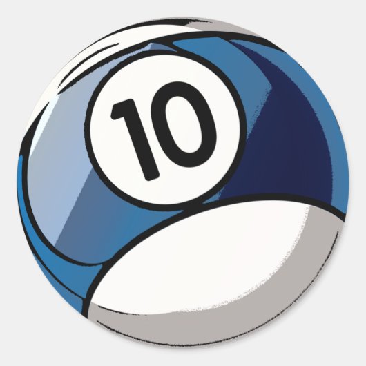 Comic Style Number 10 Billiards Ball Ronde Sticker (Voorkant)
