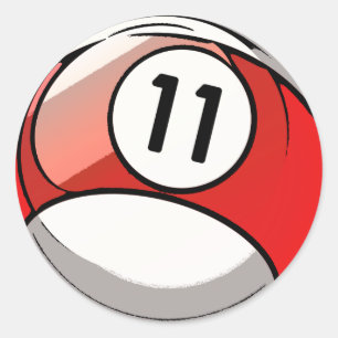 Comic Style Number 11 Billiards Ball Ronde Sticker