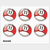 Comic Style Number 11 Billiards Ball Ronde Sticker (Vel)