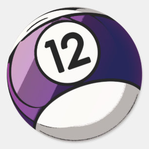 Comic Style Number 12 Billiards Ball Ronde Sticker