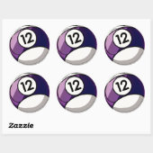 Comic Style Number 12 Billiards Ball Ronde Sticker (Vel)