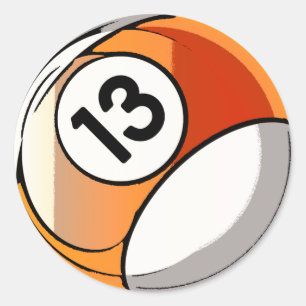 Comic Style Number 13 Billards Ball Ronde Sticker