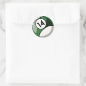 Comic Style Number 14 Billiards Ball Ronde Sticker (Tas)