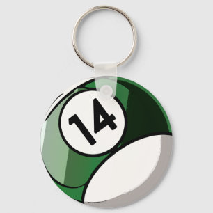 Comic Style Number 14 Billiards Ball Sleutelhanger