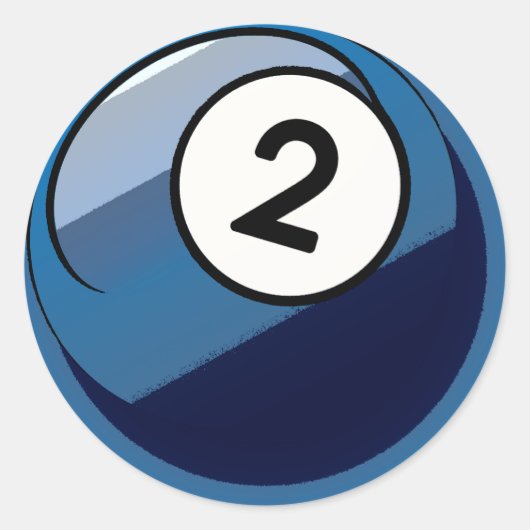 Comic Style Number 2 Billiards Ball Ronde Sticker (Voorkant)