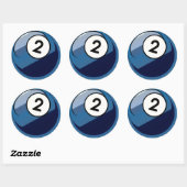 Comic Style Number 2 Billiards Ball Ronde Sticker (Vel)