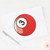 Comic Style Number 3 Billiards Ball Ronde Sticker (Envelop)
