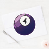 Comic Style Number 4 Billiards Ball Ronde Sticker (Envelop)