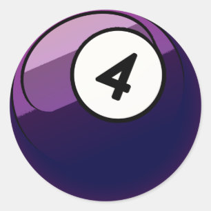 Comic Style Number 4 Billiards Ball Ronde Sticker