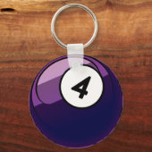 Comic Style Number 4 Billiards Ball Sleutelhanger (Voorkant)