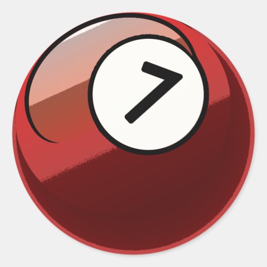 Comic Style Number 7 Billiards Ball Ronde Sticker (Voorkant)