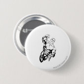 Comic Style - Opvliegend, zwart en wit Ronde Button 5,7 Cm (Voorkant /achterkant)