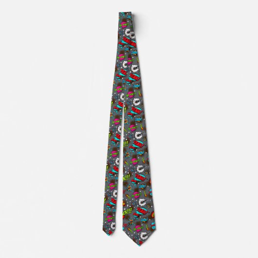 Comic Style Pattern Stropdas (Achterkant)