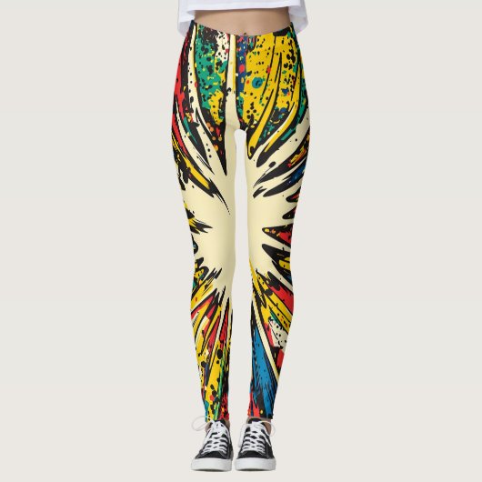 Comic Style Pop Art Explosion (2) Leggings (Voorkant)