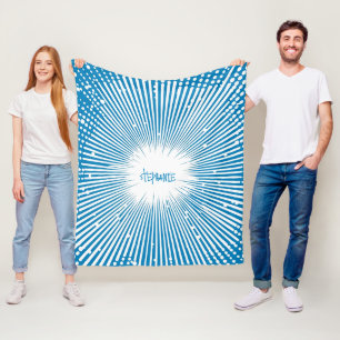 Comic Style Pop Art Explosion - Blauw en Wit Fleece Deken