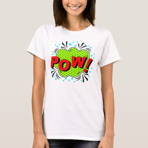 Comic Style Pop Art Retro Red Green POW T-shirt