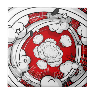 Comic Style Red Fight Clouds Tegeltje