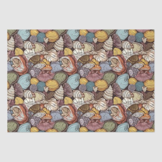 Comic Style Seashells die Pattern herhalen Tissuepapier (Voorkant)