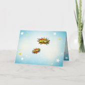 Comic Style Superhero Boy's Name Birthday Kaart (Achterkant)