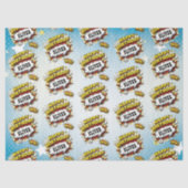 Comic Style Superhero Boy's Name Birthday  Tissuepapier (Voorkant)