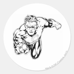 Comic Style, vooraan, zwart en wit Ronde Sticker