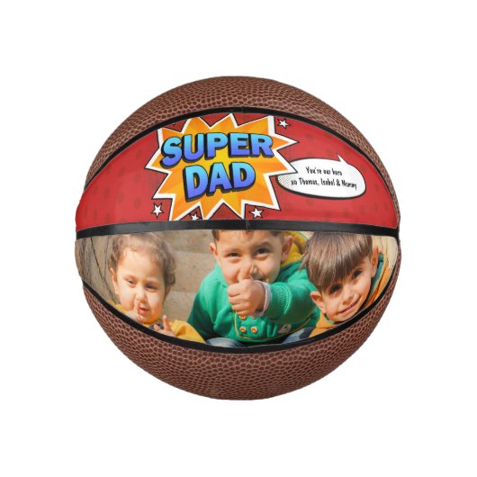 Comic Super Hero Dad vaderdag van Kinderen Basketbal (Voorkant)
