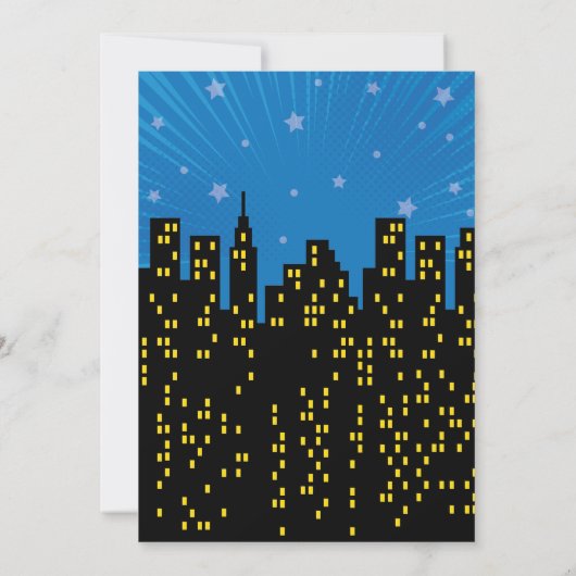 Comic Superheld Birthday Uitnodiging (Achterkant)