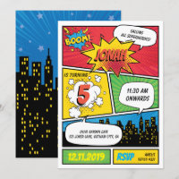 Comic Superheld Birthday Uitnodiging