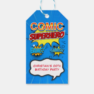 Comic Superhero 00th verjaardagsfeestje Dank je Cadeaulabel