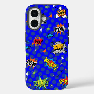 Comic Superhero Blue iPhone 16 Hoesje