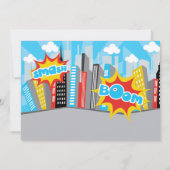 Comic Superhero Boy Invitation de fête d'anniversa (Dos)