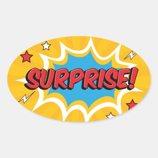 Comic Surprise Burst Ovale Sticker (Voorkant)