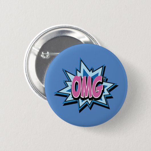 Comic Text "OMG" Button Badge (Voorkant /achterkant)