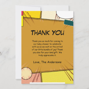 Comic Theme Baby shower Bedankkaart